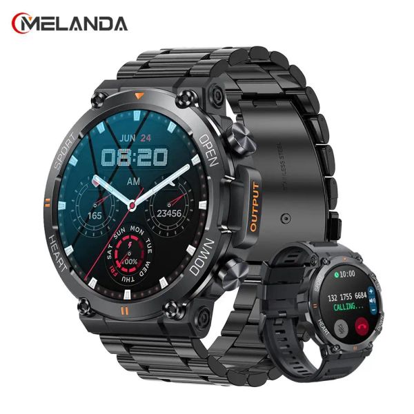 Montre Melanda New 1,39 pouces Bluetooth Call pour hommes Smart Watch Sports Fitness Tracker Heart Monitor Smartwatch pour Android iOS 400MAH