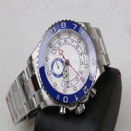 Horloges heren automatisch Cal 4161 chronograaf uurwerk blauwe keramische bezel Eta horloge heren 904L staal GMF 116680 Valjoux 116680 GM Wris272O
