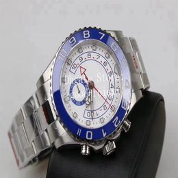 Horloges heren automatisch Cal 4161 chronograaf uurwerk blauwe keramische bezel Eta horloge heren 904L staal GMF 116680 Valjoux 116680 GM Wris222A