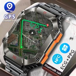 Bekijkt mannen Smart Watch voor Android iOS ECG+PPG Bluetooth Call SmartWatch IP68 Waterdichte militaire GPS Tracker Motion Fitness Bracelet