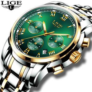 Horloges Mens 2019 Lige Topmerk Luxe Groen Mode Chronograaf Mannelijke Sport Waterdicht Alle Steel Quartz Clock Relogio Masculino CX200805