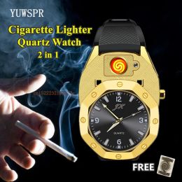 Relojes de cigarrillo para hombres Motre creativo de carga USB sin flamas Relojes Moda Moda de muñeca Reloj Regalo para hombres JH381