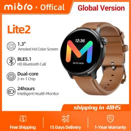 Montres Mibro Lite2 Smartwatch Global Version HD Bluetooth appelant le 1,3 pouce AMOLED AOD 2ATM SPORTER SPORT Men Women Smart Watch