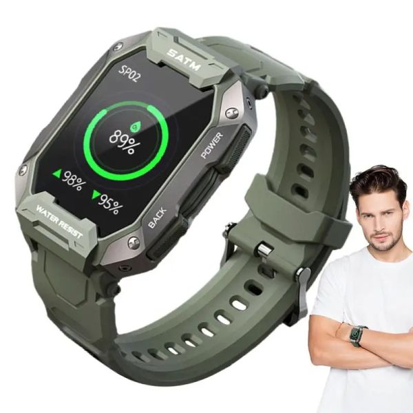 Regarde les militaires intelligents regards GPS extérieurs robustes smartwatch 1,71 pouces Tacticals extérieurs Sport Smartwatch robuste GPS extérieur