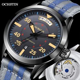 Montres Modern Men's Watches 2023 Pilote Automatique mécanique Wristwatch Military Luxury Ochstin Date Week Double affichage Cadeaux pour hommes
