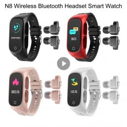 Montres N8 montre intelligente avec écouteurs sans fil TWS Bluetoothcompatible 5.0 casque appel moniteur de sommeil fréquence cardiaque montres intelligentes