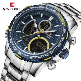 Montres NAVIFORCE 9182 MINELLEMENT MENTIAL POUR HOMMES MEN SPORTS SPORTS Watch Top Brand Mens Double affichage numérique en acier inoxydable montre