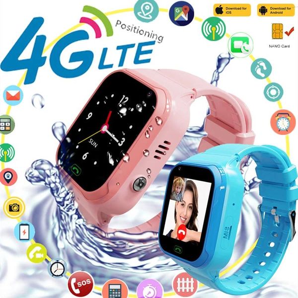 Relojes Nuevo reloj inteligente 4G para niños Red global 4G Videollamada Reloj telefónico LBS WIFI Mapa Ubicación Rastreador Juego de cámara Niños Niñas Reloj inteligente