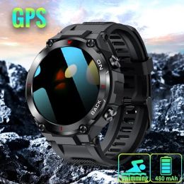 Bekijkt nieuwe 5 ATM Smart Watch Men Tactical Military voor Android IP68 waterdichte horloges Sports Fitness Smartwatch GPS Integrado 2024
