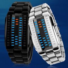 Montres New Fashion Binary LED Regarder des femmes Men Sports Montre des bracelets électroniques multifonctionnels Couple de regard Reloj Mujer 2022 Relaj Mujer 2022