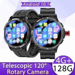 Bekijkt nieuwe generatie upgrade chip v10 smart horloge heren 4g 128 g 1,43 inch scherm Android 10.1 GPS Telescopic 120 graden roterende camera smar