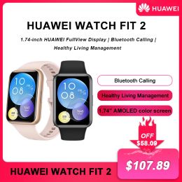 Mira la nueva versión global Huawei Watch Fit 2 Smartwatch 1.74 pulgadas AMOLED Bluetooth llamando a la gestión de la vida saludable Fit2