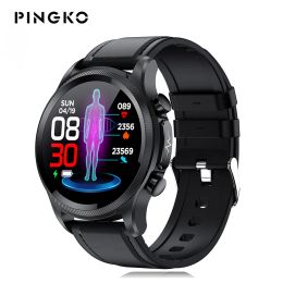 Relojes nuevos en E400 Blood Glucosa Smart Watch ECG+Monitoreo PPG Temperatura corporal Men Smartwatch Men IP68 Pista de fitness impermeable 2022