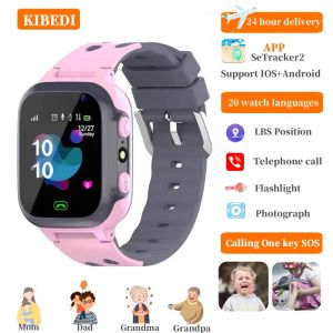 Bekijkt nieuw in smartwatch klok simkaart kinderen horloges kind smart horloge locatie track bel kinderen slimme horloge voor kinderen sos waterdicht