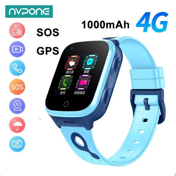 Watchs New Kids 4G Smart Watch 1000mAh SOS GPS Emplacement VIDEO VIDEO CAD WIFI SIM Card pour enfants Smartwatch Camera IP67 Bébé imperméable