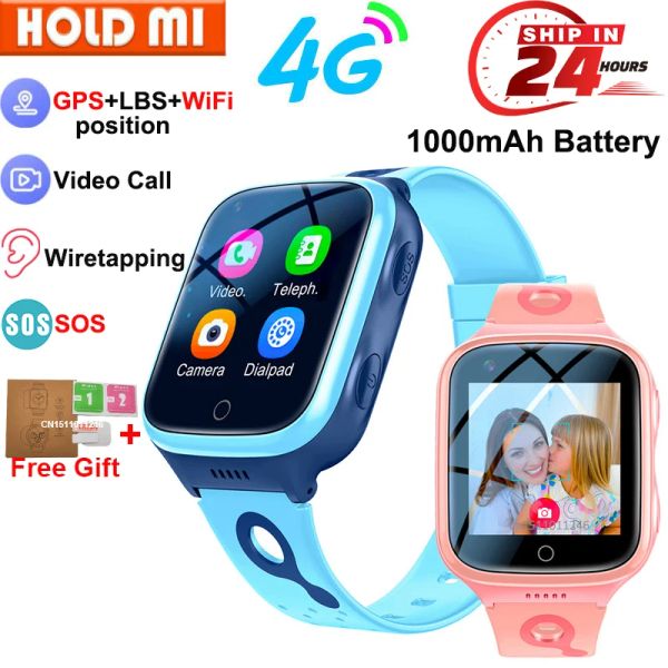 Relojes nuevos niños inteligentes mira 4g gps wifi pheling watch 1000mAh Video llamador de videollas Ubicación SOS SOS CALL Monitor Regalos Smartwatch