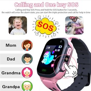 Regarde les nouveaux enfants smartwatch GPS SOS étanche horloge intelligente de la carte SIM SIM Emplacement Tracker Photo Antiloss Phone Watch for Children
