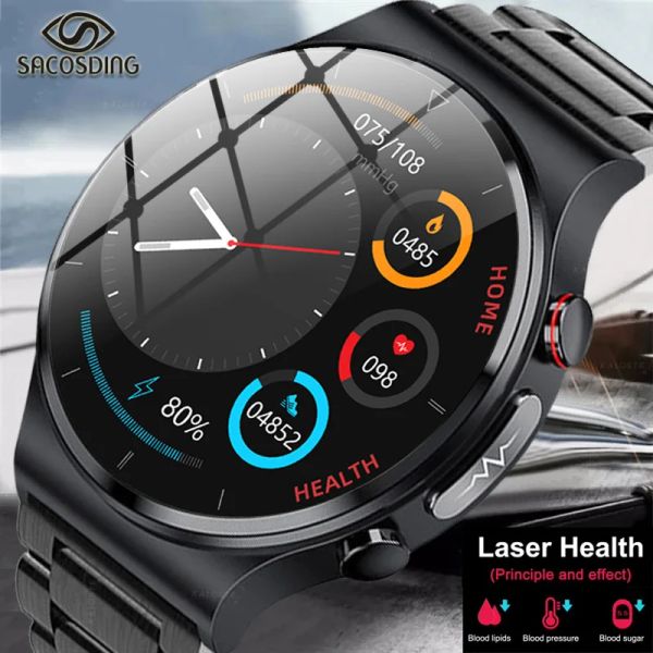 Montres Nouveau traitement laser Sangao montre intelligente hommes ECG + PPG santé fréquence cardiaque Sport Fitness montre température corporelle Smartwatch pour Xiaomi