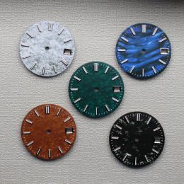 Montres NOUVEAU NH35 DIAL VERT LUMINÉ MONTAGE MÉCANIQUE SNAGE FLAKE BLEU BLEU SNIG RETALAL SKX007 Snow Ripple 28,5 mm Pas de logo