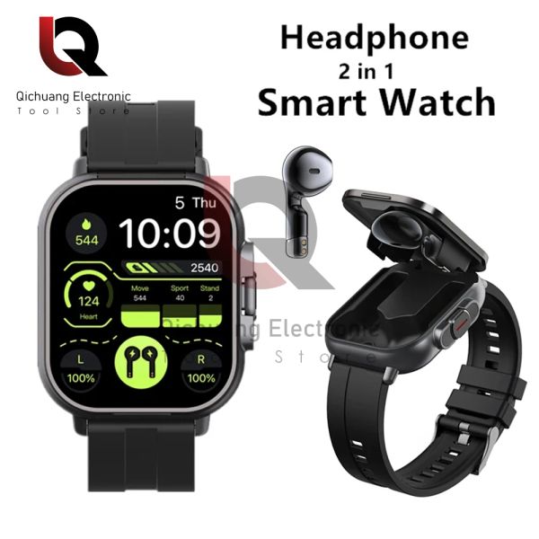 Regarde la nouvelle montre intelligente D8 TWS 2 en 1 les écouteurs de bruit Bluetooth sans fil Watphones Watch 2 