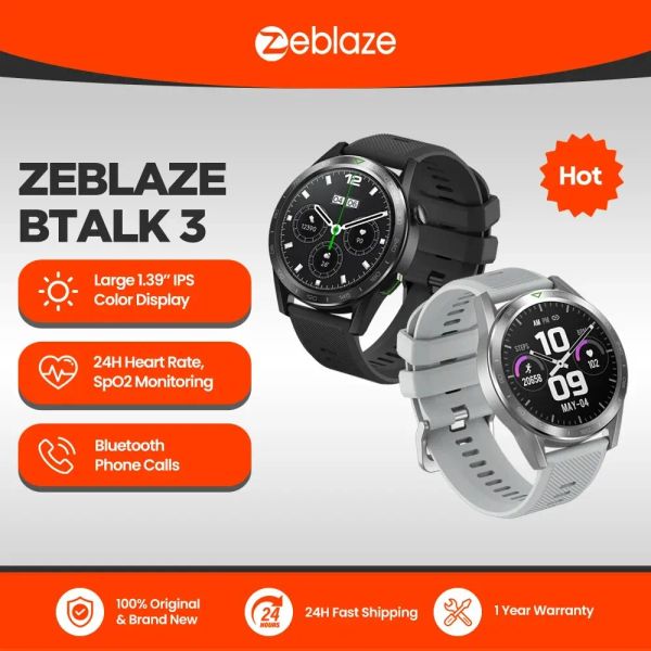 Montres New Zeblaze Btalk 3 Smart Watch Ultra HD IPS Affichage des appels téléphoniques Bluetooth 24h Health 100+ Modes sportifs Smartwatch pour les hommes femmes