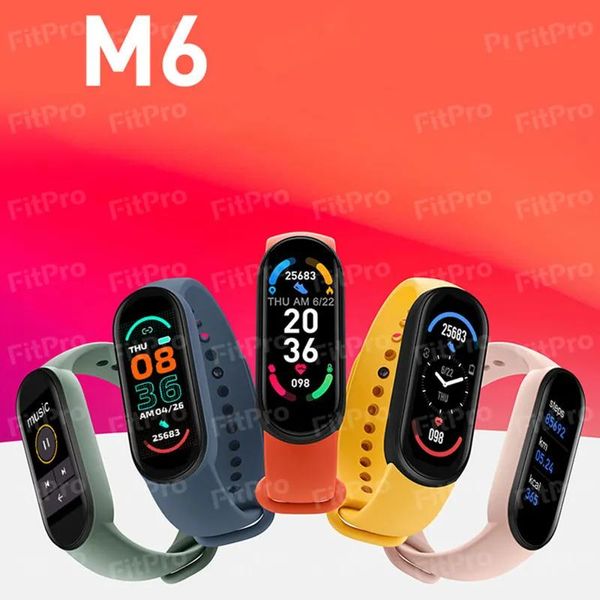 Relojes El más nuevo Reloj de pulsera inteligente M6 Rastreador de ejercicios Monitor de presión arterial con frecuencia cardíaca real Pantalla a color IP67 a prueba de agua para exteriores y