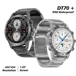 Montres NFC DT70 + Smartwatch 1,45 pouces IPS IP68 Wireless Charge Sports Smart Watch Bluetooth Call Health Monitor pour le téléphone iOS Android