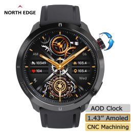 Horloges North Edge 2023 Amoled Screen Smart Watch AOD Clock Bluetooth Oproep 100+Sportmodus Hartslag Hartslag Bloodzuurstofdruk Smartwatch