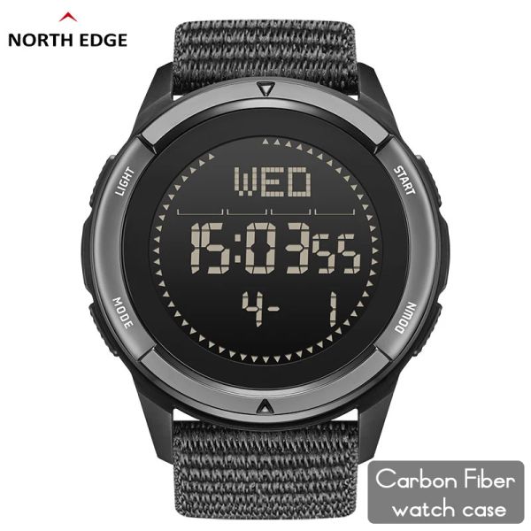 Regardez North Edge Alps ALPS Men's Carbon Fibre Digital Watch Shock Militray Sports Super Light Outdoor Compass Imperpass 50m Montreux de bracelet