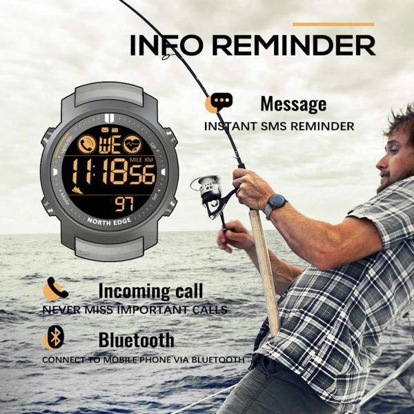 Relojes North Edge Laker Outdoor Sports impermeable Bluetooth Watch Calo Smart Heart Rate Multigongli Watch Smart Watch Watch Watch Men