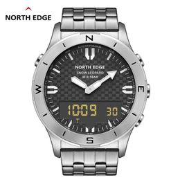 Montres North Edge Men Sports Digital Watchs Thermomètre Thermomètre Baromètre Boromètre Compass Immasproof 50m Horloge lumineuse