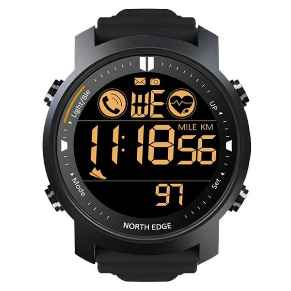Relojes NORTH EDGE Reloj inteligente Hombres Monitor de ritmo cardíaco Impermeable 50M Natación Correr Deportes Podómetro Cronómetro Reloj inteligente Android IOS