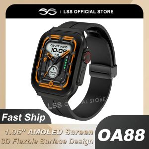 Montres OA88 Smart Watch Men de 1,96 pouces écran amoled Bluetooth Call Heart Rate 3D Design flexible IP67 Sport imperméable Sport Smartwatch Men
