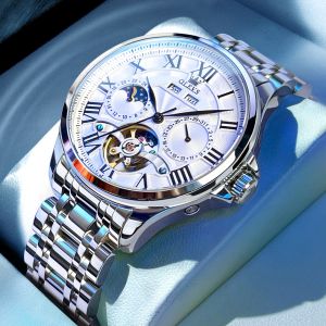 Montres Olevs Montres masculines luxe en acier inoxydable Elegant Man Wristwatch imperméable Calendrier Fashion Automatique Mécanique pour hommes