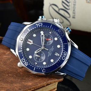 Bekijkt Omeg -pols voor mannen 2022 Nieuwe heren horloges Alle Dial Work Quartz Bekijk hoogwaardige top luxe merk Chronograph Clock Rubber Belt Men