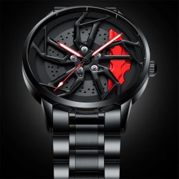 Montres montres 3D Real Wheels montres étanches Rotation Rotation Watch Watch Watch Spinning Men's Sports 360 ° Rotation Wheels Watches For Men Clock