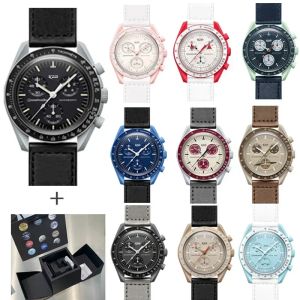 Bekijkt het originele merk hetzelfde stalen horloge voor heren dames multifunctionele plastic kast Moonwatch Business Chronograph Explore Planet Clocks