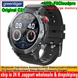 Bekijkt originele C21 Smart Watch Men Bluetooth Call AI Voice Assistant IP68 Waterdichte hartslagmonitor Blood Oxygen Sport Smartwatch