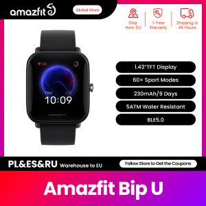 Bekijkt de originele wereldwijde versie Amazfit BIP U Fitness Track SmartWatch 5ATM Waterdichte kleurweergave Slaapmonitoring voor Android iOS