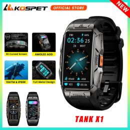 Montres Original Kospet Tank X1 Ultra Smartwatch Men 3D AMOLED AOD Bluetooth Bracelet IP69K 10ATM Smart Watch Band pour femmes