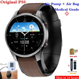 Relojes P50 Medical Grade Smart Watch Air Airbag verdadero con precisión Temperatura de la presión arterial Velocidad cardíaca