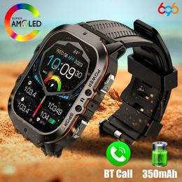 Regardez les sports d'extérieur 1,96 "Amoled Men Blue Toot Call Smart Watch Heart Rate 1atm Bracelet imperméable Musique Vocation Assistant Smartwatch