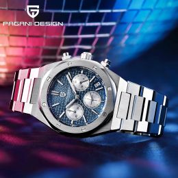 Montres Pagani Design 2023 New Top Men's Watch Automatic Quartz Clock Japan VK63 Business en acier inoxydable Sapphire Reloj Hombre