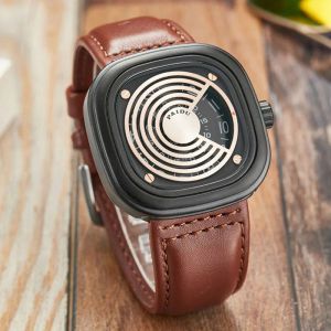 Montres PaidU Fashion Square Watchs Men Sports Montres Creative Turnntable Leather Band Quartz Quartz montre des bracelets masculins Reloj Hombre 2020