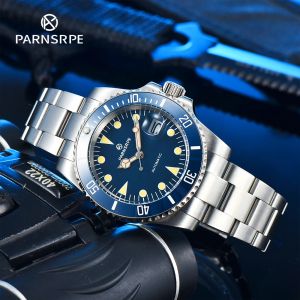 Regardez parnsrpe céramique rotatif Bezel Bracelet en acier inoxydable Mouvement automatique HEATS MELLEMENT 40 mm Blue Luminous Asseptique MAINS