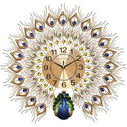 Horloges pauw wandklok woonkamer huis mode grote muur horloge decoratie klok creatief stil kwarts 20 inch235i