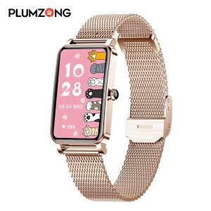 Horloges plumzong dames smart horloge aangepaste wijzerplaten volledig touchscreen ip68 waterdichte smartwatch dames hartslagmonitor mooie armband