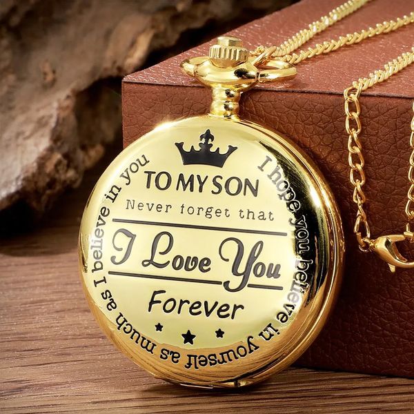 Montres Pocket antique steampunk vintage Roman Numerals Quartz Watch Gold Case Collier Pendant Horloge Chain Mens Women 231216