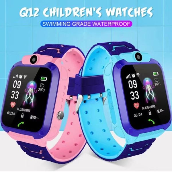 Montres Q12 Children Smart Watch SOS Téléphone Regarder Smartwatch pour les enfants Carte SIM Photo étanche IP67 GARMES GARDES CADEAU pour iOS Android