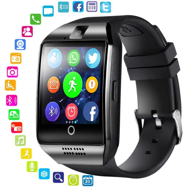 Montres Q18 Dial Call Smart Watchs Support TF Sim Carte Téléphone Fitness Tracker Smartwatch Push Message Caméra